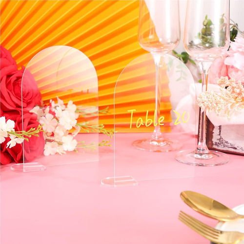 Placas Numéricas Acrílicas Para Mesas De Bodas Con Soportes 10 Piezas - Transparente