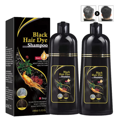 Champús Instantáneos Para Teñir El Cabello Negro,2pcs