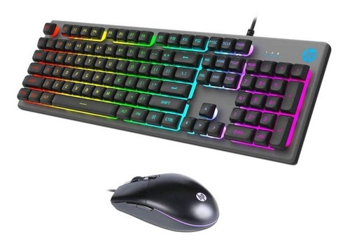 Combo Kit Hp Gamer Teclado + Mouse Km300f Led Rgb Pc Ps4