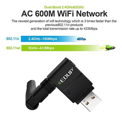 Edup Adaptador Wifi Usb Adaptador De Red Inalámbrico De Dobl