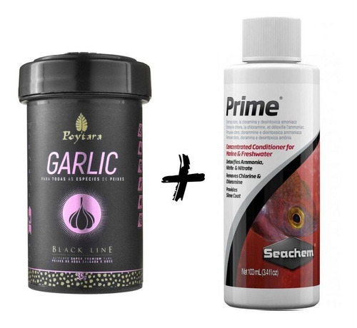 Kit Ração Poytara Garlic 35g + Seachem Prime 100ml