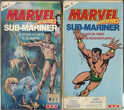 Marvel Super Heroes Sub Mariner Vol 1 Y Vol 2 Dibujos 2 Vhs