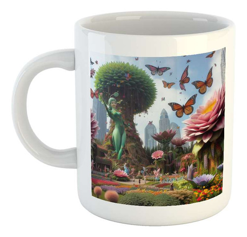 Taza Ceramica Jardin De Gigantes Flor Mariposa Hada M3