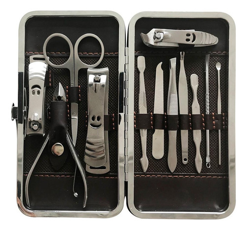 Cortador de unhas ponta reta Correia prateado - kit com 12
