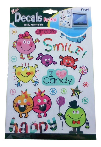 Kit Skin Adesivo Para Tablet Notebook Candy Smile Happy Novo