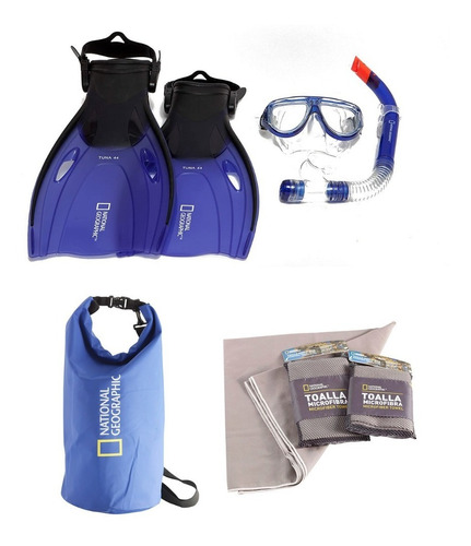 Kit Buceo Snorkeler Bolsa Seca Toalla De Microfibra Nat Geo