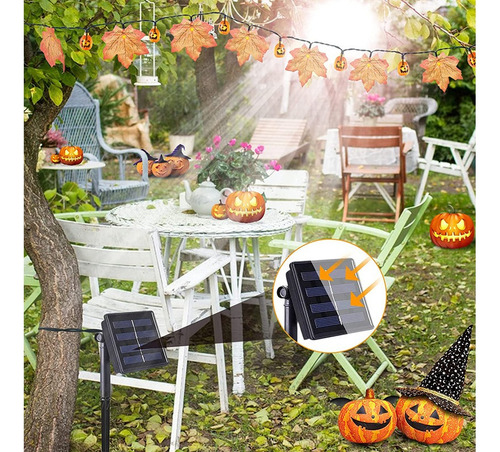 Decoración De Halloween Hojas De Arce Solares Calabaza Luces