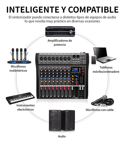 Consola Mezcladora Dj Ct8 De 8 Canales Con Bluetooth