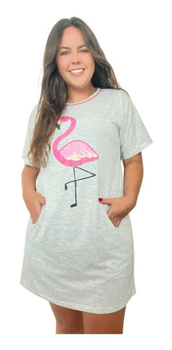 Imagem 3 de 6 de Pijama Confortável Camisola Feminina Mãe E Filha Flamingo