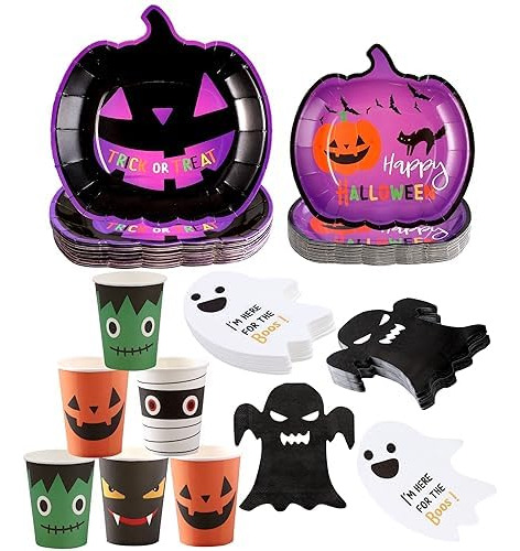 Halloween Plates And Napkins Party Supplies - Serves 24...