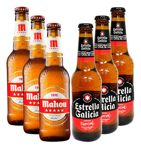 Six Pack Mahou 5 Estrellas Y Estrella Galicia 330 Ml