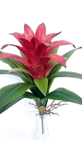 Bromélia Com Flor Planta Artif. Flores Folhas Silicone 45cm | Parcelamento  sem juros