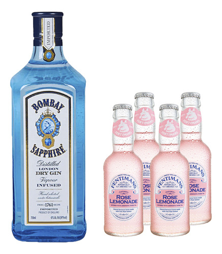 Gin Bombay Sapphire 700cc + 4x Fentimans Rosé 200cc