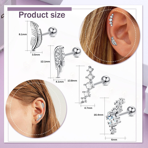 Fasacco 12 Pendientes De Acero Inoxidable De 18 G Con Forma