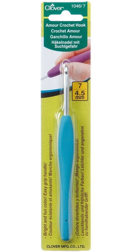 Clover - 1046/7 Blue Amour Crochet Hook, Tamaño 7, 4.5mm