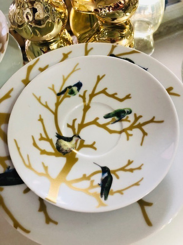 Imagem 3 de 10 de Jogo Jantar E Café Porcelana Galhos E Pássaros 30 Peças