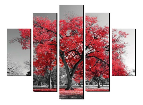 Cuadro Árbol Rojo Contraste