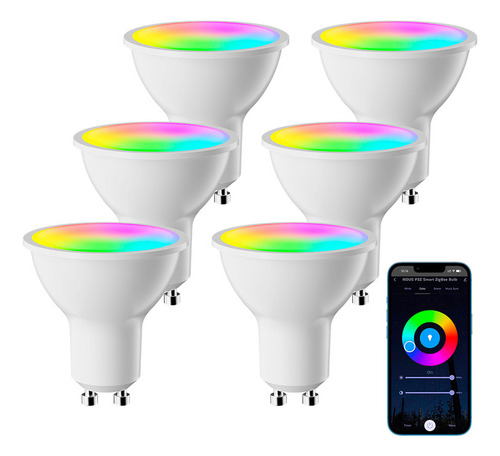 Lampara Smart Led Wifi Luz Inteligente Dicroica Pack 6 Rgb