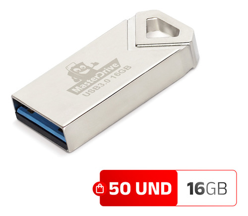 Kit 50 Pendrive 3.0 Ultra Rápido 64gb Atacado Masterdrive Preto/prateado Diamante