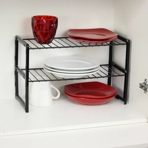 Rack Organizador De Armário 3 Níveis Armário Cozinha Preto