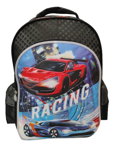 Set Escolar Tr Car08 Carro Mochila, Lonchera Y Lapicera Tr Color Negro Diseño De La Tela Poliéster