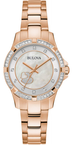 Reloj Bulova Ladies Classic Crystal Rose Gold De Acero Inoxi