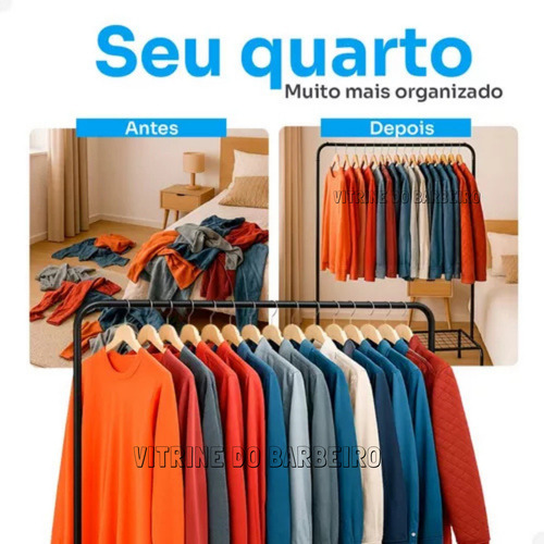 Arara De Roupas Com Rodinhas P/ Quartos E Loja Com Sapateira