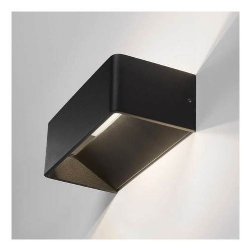 Apliqué Led Minimalista Rectangular 2*5w Luz Cálida Negro