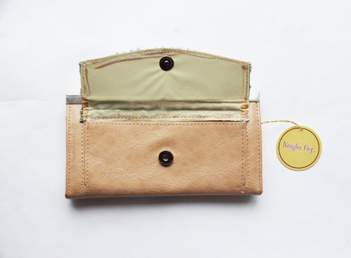 Billetera Con Monedero Beige Y Jean Marca Nayla Pop Nueva !