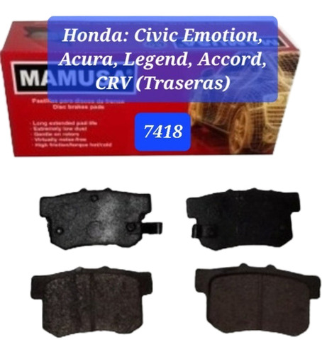Pastillas De Frenos 7256=7418 Civic/accord/acura/crv/legend