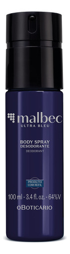 O Boticário Body Spray Desodorante Malbec Ultra Bleu 100ml Fragrância Amadeirada