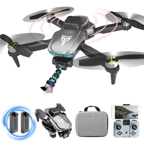 Drone Sin Escobillas Con Cámara 4k Fpv Plegable Con Funda . Color Plateado, Sin Escobillas