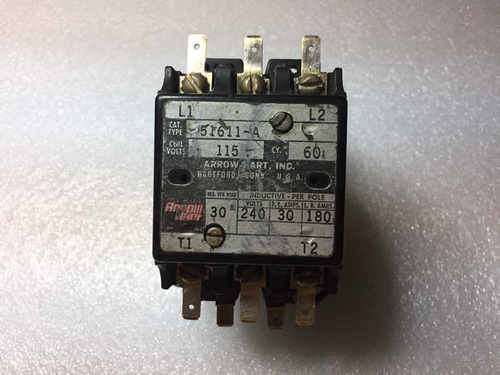 Contactor Arrow Hart 51611-a 115 Volt  30 Amp 