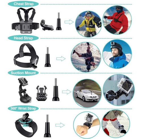Imagen 5 de 7 de 61 En 1 Acción Cámara Accesorios Kit Para Gopro Hero 9 8...
