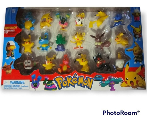 Pokemon Figuras X18 Muñecos Pikachu,squartle,charizard Caja