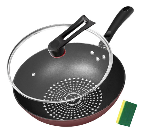 Sartén Wok De Acero Inoxidable Con Tapa, Sartenes De Fondo