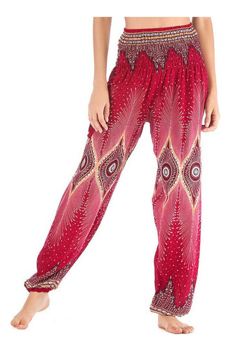 Pantalones De Mujer Cintura Hippie Con Estampado De Casual