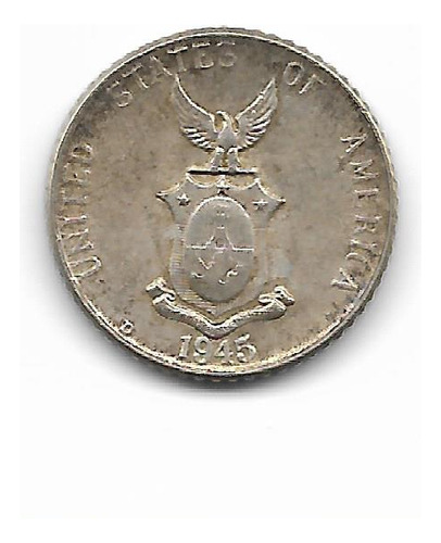 Moneda Filipinas 10 Centavos 1945 Plata Bajo Dominio De Eeuu (Usado)