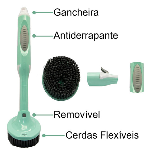 Imagem 3 de 6 de Escova De Limpeza 2 Em 1 C/ Dispenser 50ml P/ Detergente