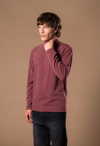Polera Sweater Hombre Algodon Liso Cuello Alto