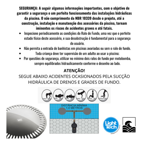 Ralo De Fundo Em Inox 50mm Light Tech Prateado