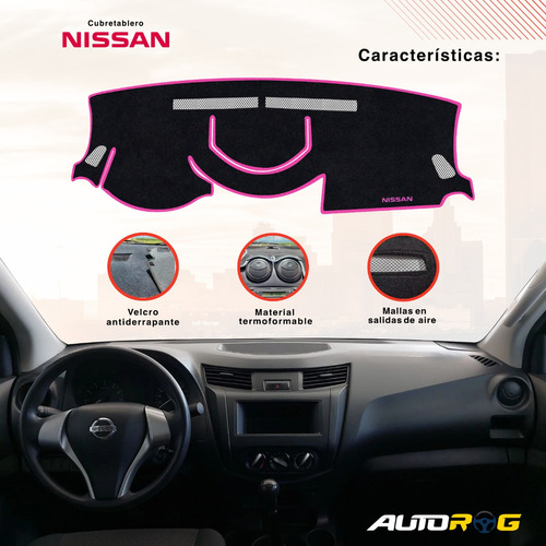 Cubretablero Para Nissan Pick-up Sin Usb 2023 Bordado Negro-rosa N37-g/xns37b