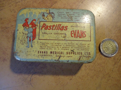 Caja Antigua De Chapa Pastillas Evans (n1)