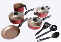 Comprar Conjunto De Panelas 8 Pçs Teflon Tampas De Vidro Promoção