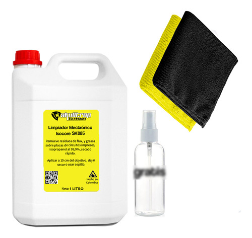 Alcohol Isopropilico Sktp 1 Litro + Envase +paño Microfibra 