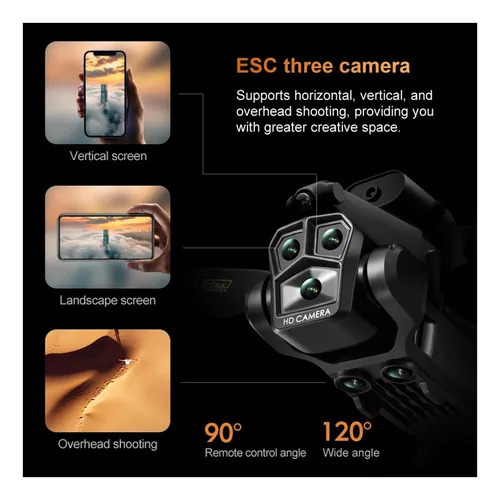 Drone De Fibra De Carbono K10 Max 8k Hd Con Tres Cámaras,