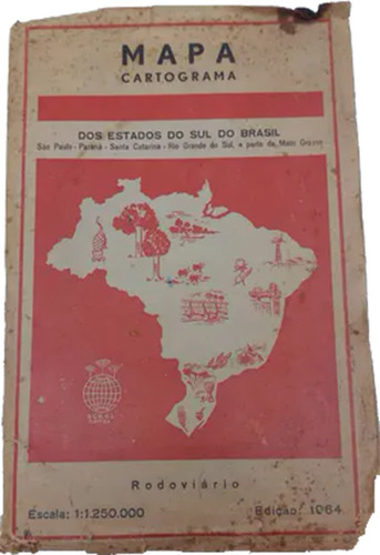 Mapa Cartograma Dos Estado Do Sul Do Brasil Edição 1964.