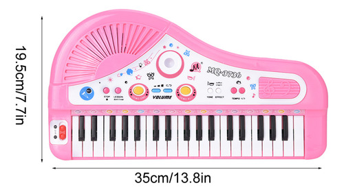 Teclado Piano Infantil 37 Teclas Musical Con Micrófono Rosa