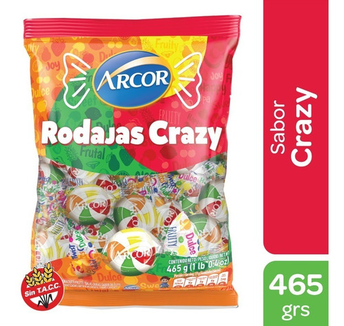 Caramelos Arcor Rodajas Crazy 465g
