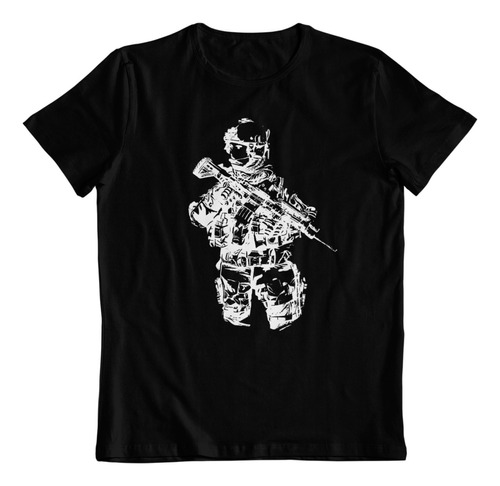 Polera De Algodon Estampada Navis Army Usa Militar Guerra